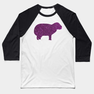 Funky purple glitter capybara silhouette Baseball T-Shirt